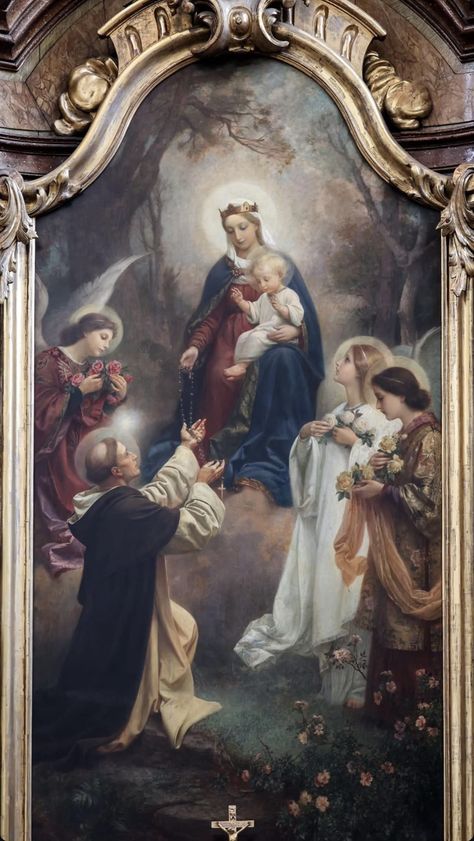 Lady Of Rosary, Our Lady Of Rosary, Holy Mary Mother Of God, Mother Mary Pictures, Our Lady Of The Rosary, Lady Of The Rosary, Catholic Aesthetic, Saint Dominic, The Blessed Mother