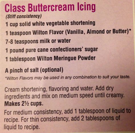 Wilton Cake Class Basic White Buttercream Recipe Crust Buttercream Frosting, Wilton Buttercream Frosting, Decorator Frosting Recipe, Crusting Buttercream, Frosting Recipes Easy, Resep Cake, White Buttercream, Cake Frosting Recipe, Cake Decorating For Beginners