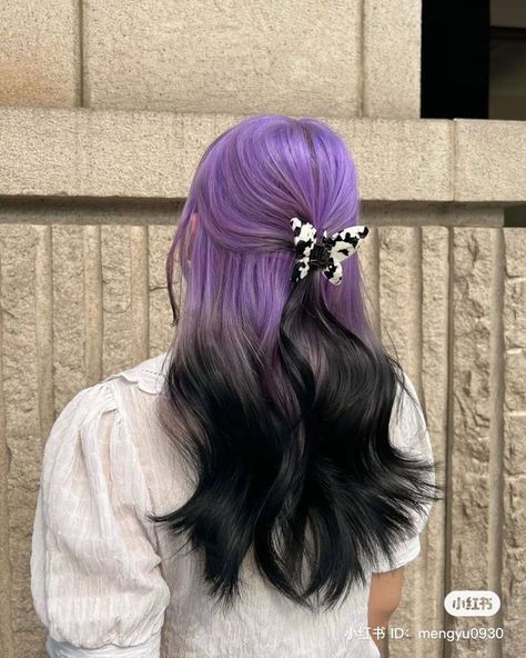 Wonyoung Dyed Hair, Light Purple And Black Hair, Purple And Black Hair, Lavender Hair Colors, Hair Dyed, Korean Hair Color, Dip Dye Hair, Lilac Hair, Dyed Hair Inspiration