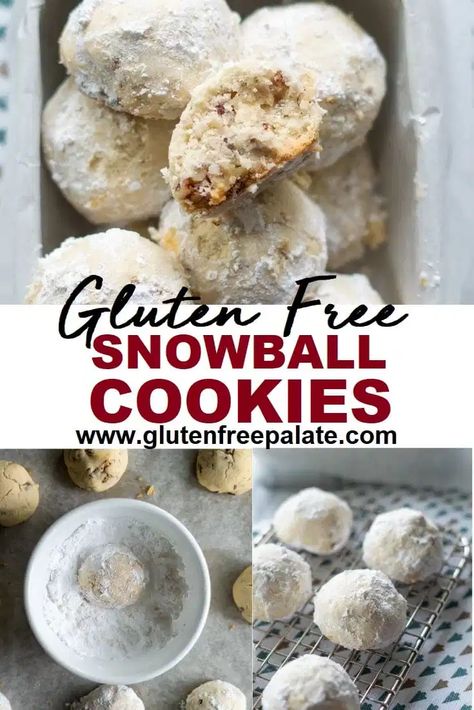 Learn to make gluten free snowball cookies in a few simple steps. Gluten free snowballs are a round, buttery shortbread cookie also known as Gluten Free Mexican Wedding Cookies or Gluten Free Russian Teacakes. Russian Teacakes, Snowball Cookie Recipe, Gf Cookies, Gluten Free Gingerbread, Mexican Wedding Cookies, Buttery Shortbread Cookies, Russian Tea, Gluten Free Christmas, Snowball Cookies