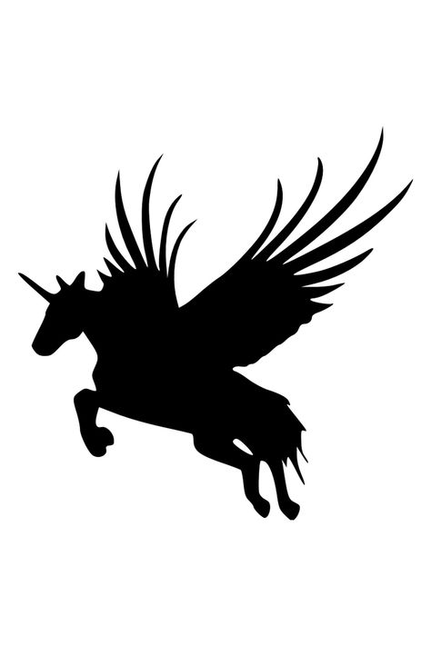 Pegasus Silhouette Graphic Image, Etching, Vinyl, Drawings