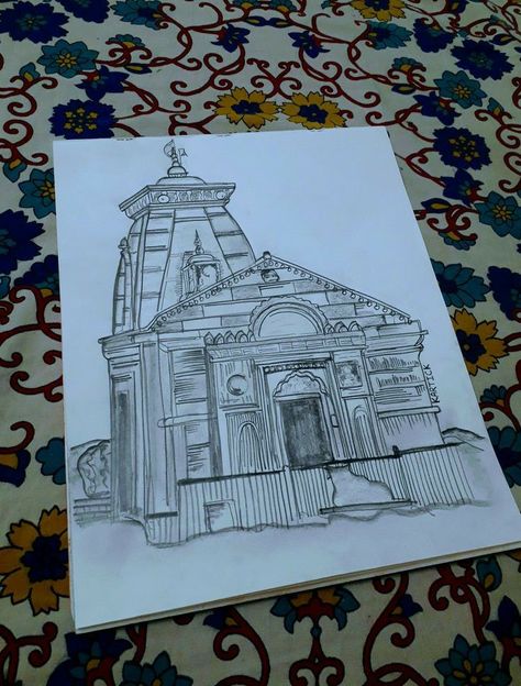 Shiva Ji Drawing, Kedarnath Mandir Drawing, Kedarnath Drawing Sketch, Kedarnath Temple Mandala Art, Kedarnath Temple Pencil Sketch, Kedarnath Mandala Art, Drwng Ideas Easy Pencil, Kedarnath Temple Sketch, Kedarnath Temple Drawing