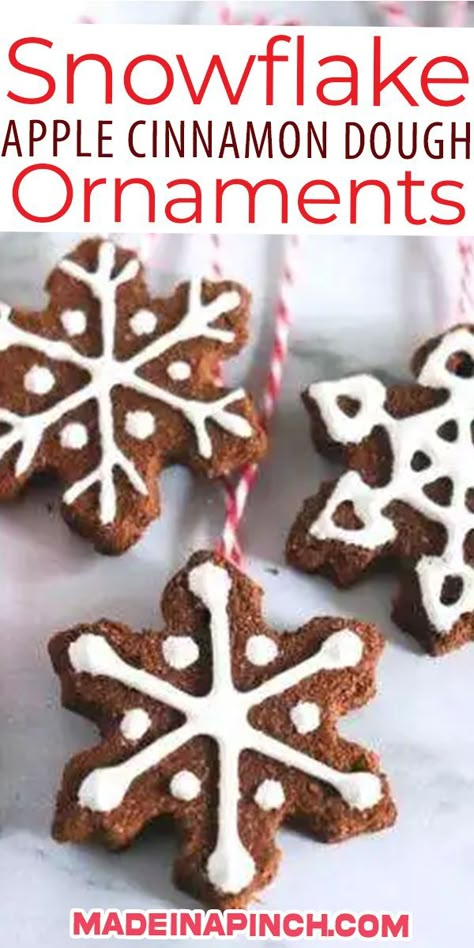 Make these easy homemade apple cinnamon dough ornaments this holiday season. Cinnamon applesauce dough ornament recipe is perfect for crafting with kids, hanging on your tree, or gifting to friends and family! For a couple of years now, I’ve been making DIY Scented Pinecones, which smell SO heavenly! As soon as Halloween is over, I start making them and filling our home with the warm, sweet-spicy smell of cinnamon. | @made_in_a_pinch #howtomakedoughornaments #chrsitmasOrnaments #diyOrnaments Diy Scented Pinecones, Cinnamon Dough Ornaments, Cinnamon Ornament Recipe, Cinnamon Applesauce Ornaments, Ornament Recipe, Cinnamon Dough, Family Meals Kid Friendly, Cinnamon Applesauce, Healthy Kid Friendly Meals