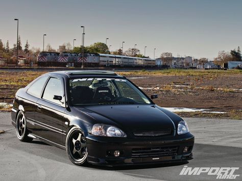 Impp 1208 01 o+2000 honda civic si+mugen type SS front lip Civic Wallpaper, Civic 98, 2000 Honda Civic Si, Ek Coupe, Black Honda Civic, Honda Civic 1998, Civic 2000, Civic Jdm, Honda Civic Vtec