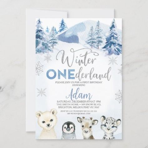 Winter Onederland 1st Birthday Invitations 1st Birthday Invitations & Invitation Templates | Zazzle Simple Birthday Invitations, 1st Birthday Boy Themes, Winter Onederland Birthday Invitations, Winter Birthday Invitations, Winter Onederland Birthday Party, Winter Invitations, Winter Onederland Party, Onederland Birthday Party, Winter Onederland Birthday