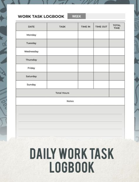 Small Business Daily Tasks, Small Tasks To Do Everyday, The 4 Hour Work Week Book, Bullet Journal Daily Log, Daily Log Bullet Journal, Daycare Curriculum, Work Task, Teacher Notes, Book Sale