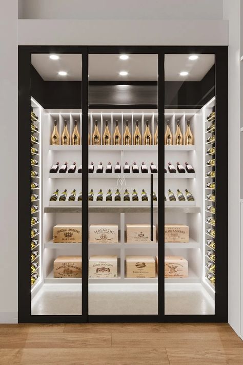 Wine Rooms In House Modern, Closet Wine Cellar Ideas, Basement Wine Cellar Ideas, Small Wine Cellar Ideas, Small Wine Room, Contemporary Wine Room, Luxury Wine Cellar, Unique Wine Cellar, Wine Cellar Closet