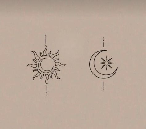 Sun And Moon Tattoo Matching, Tatuaje Studio Ghibli, Matching Tattoos For Siblings, Moon Sun Tattoo, Matching Friend Tattoos, Different Drawing Styles, Hand And Finger Tattoos, Drawing Styles, Sun Tattoos