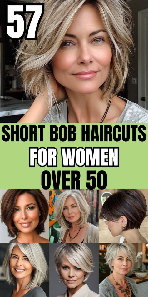 Ready for a bold change? Discover the best very short hairstyles for women over 50, including edgy pixie cuts and chic bobs that redefine style. #ShortHairstyles #PixieCuts #BobHaircuts #WomenOver50 50 Bob Hairstyles Over 50, Overcut Hairstyle Woman, Ladies Bob Hairstyles, Short Rockabilly Hairstyles For Women, Short Bobs For Thick Wavy Hair, Short To Medium Hairstyles For Women, Short Hairstyles For 50 Year Old Women, Chin Length Bob With Highlights, Short Hairstyle Women Fine Hair Bob