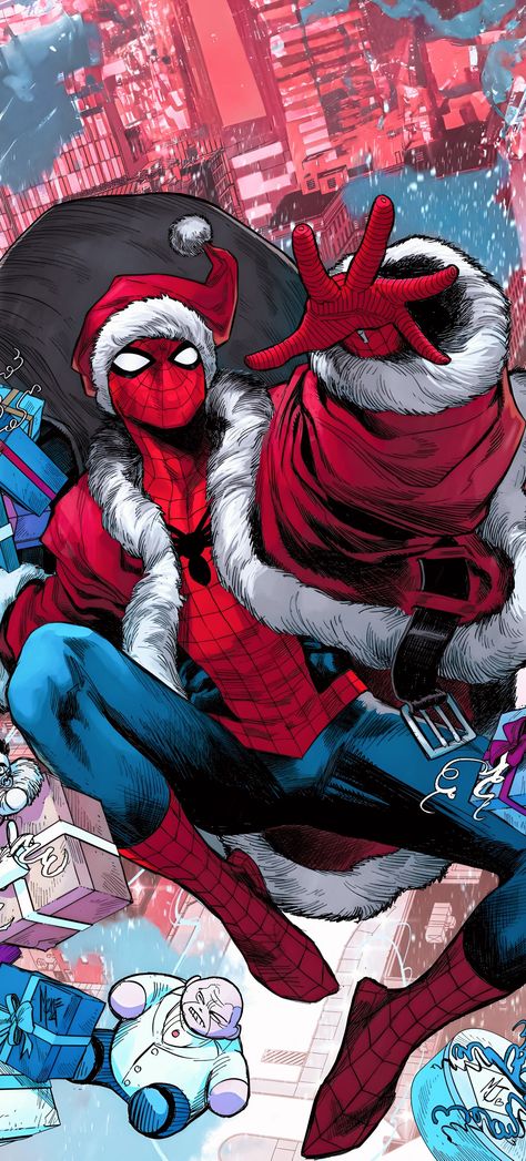 Spider Man Winter Wallpaper, Spider Man Apple Watch Face, Spiderman Christmas Drawing, Spider Man Christmas Pfp, Spiderman Wallpaper Christmas, Ultimate Spider Man Wallpaper, Christmas Wallpaper Spiderman, Spider-man Christmas, Spider Man Christmas Wallpaper