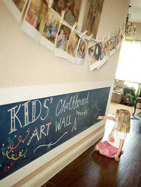 Turn your blank hallway walls into a space filled with color and style. Paint stripes, use chalkboard paint, use it as an accent wall, paint the ceiling, or stencil the hallway wall. These creative paint ideas will turn your boring hallway into a fun and colorful space. Chalkboard Walls, Chalkboard Wall Bedroom, Kids Chalkboard, Hallway Paint, Hallway Walls, Colorful Space, Chalkboard Wall, Paint Stripes, Kids Zone