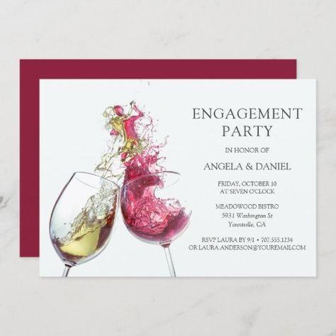 $2.80 | Elegant Red and White Wine Dance Engagement Party #wine glass, wine lovers, engagement party, winery engagement party, wine theme engagement party, vineyard engagement party, wine country engagement party, dancing, wine tasting engagement party, modern Engagement Party Vineyard, Wine Themed Engagement Party, Wine Tasting Engagement Party, Wine Dance, Country Engagement Party, Wine Glass Illustration, Wedding Celebration Invitation, Elegant Engagement Party, Wedding Wine Glasses