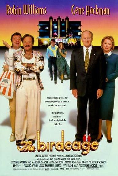 The Birdcage (1996) - Robin Williams, Nathan Lane, Gene Hackman, Calista Flockhart, Diane Wiest, Hank Azaria, Christine Baranski Robin Williams Movies, Gene Hackman, Mike Nichols, The Birdcage, Movies Worth Watching, I Love Cinema, See Movie, At The Movies, Movie Buff