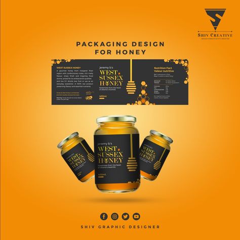 Creative Packaging Design for Honey Honey Label Design Ideas, Interesting Packaging Design, Spice Packaging, Honey Label Design, Interesting Packaging, Honey Label, Honey Packaging, Honey Benefits, Poster Ideas