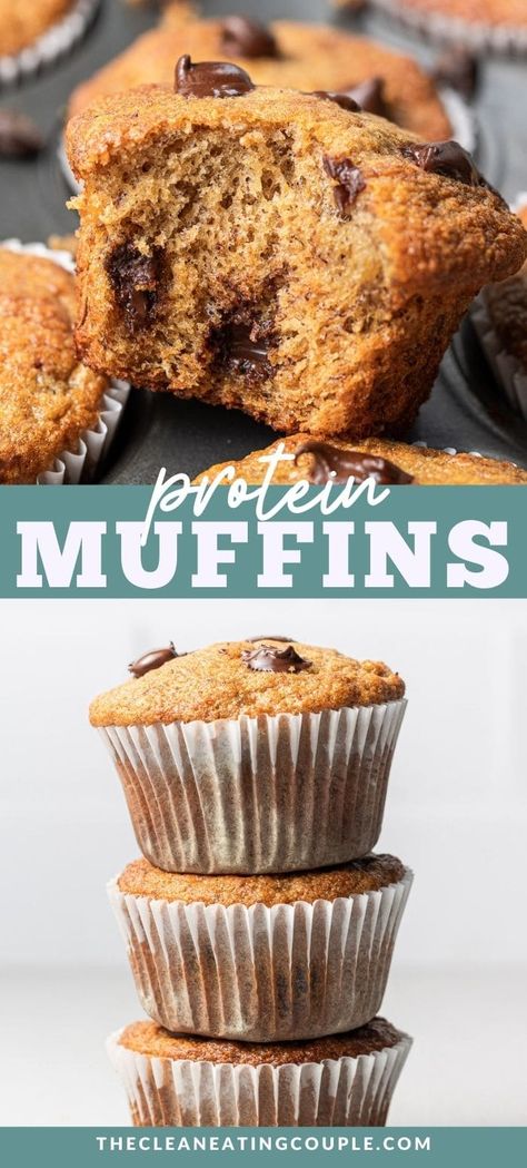 These Healthy Protein Muffins are the perfect nutritious breakfast! Gluten/dairy free and packed with protein, they're delicious + easy to make! Great for kids and adults - these gluten free muffins are easily customized and so yummy! Healthy Peanut Butter Banana Muffins, Banana Protein Muffins, Menu Sarapan Sehat, Peanut Butter Muffins, Healthy Banana Muffins, Peanut Butter Banana Muffins, Broma Bakery, Bolo Fit, Protein Muffins