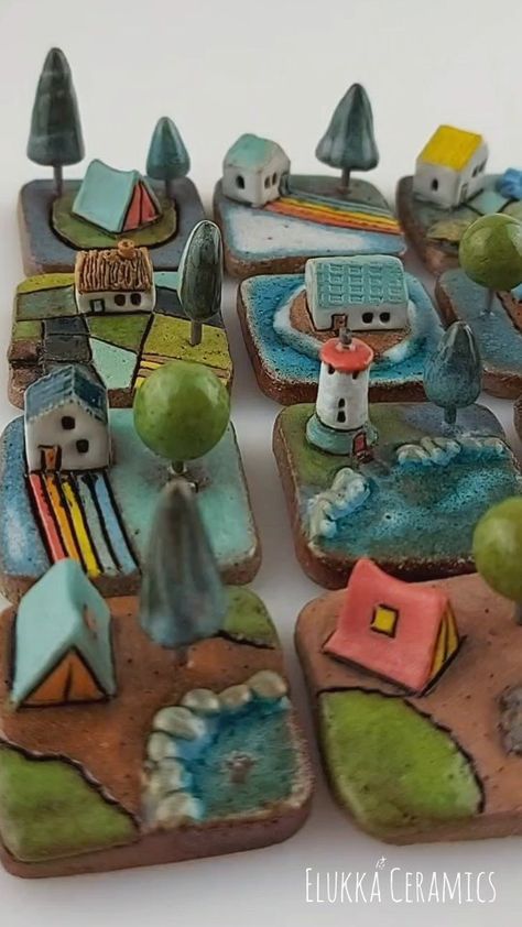 Elukka Ceramics⚱ est. 2008 | . #wip : new little neighbors are in the making right now ! I'm at 37 pieces, but aiming for the usual 60 (ish)😅 The new #MyLandpuzzle... | Instagram Mixed Media Ceramics Projects, Ceramics For Kids, Kids Ceramics Projects, Clay Buildings, Coil Pottery, Kids Clay, Pottery Videos, Ceramic Inspiration, Clay Houses