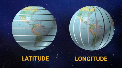 Lines Of Longitude, Latitude And Longitude Map, Latitude Longitude Sign, Latitude And Longitude, Teaching Geography, Geography Map, Earth Photos, Spaceship Earth, Latitude Longitude