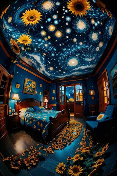 Van Gogh Inspired Room, Van Gogh Wedding Theme, Boys Bedroom Colors, Imprimibles Paw Patrol, Starry Night Wallpaper, Diy Wall Painting, Amazing Halloween Makeup, Arte Van Gogh, Amazing Street Art