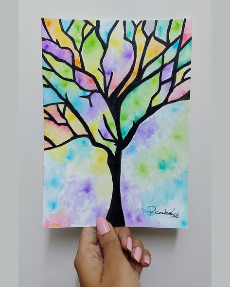 Water colour painted tree Multicolour Painting, Competitions For Kids, Colour Painting, Autumn Painting, Water Painting, Art Lesson, Water Colour, Color Activities, Colorful Paintings