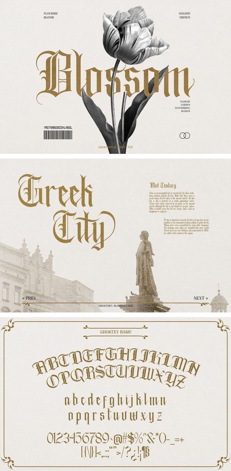 Ghosthey Typeface Italic Fonts Calligraphy, Medieval Font Calligraphy, Tattoo Window Display, Tattoo Fonts Gothic, English Typography Design, Vintage Tattoo Font, Medieval Font Alphabet, Old English Branding, Poster Typography Design Inspiration