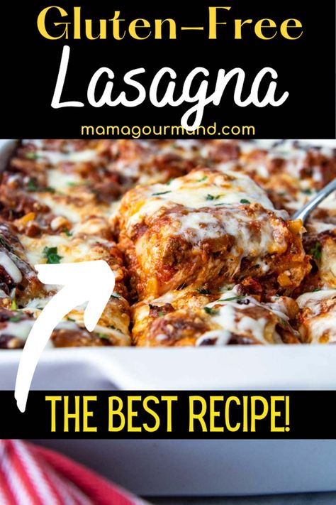 Best Gluten Free Lasagna Recipe, Lasange Recipe, Gluten Free Lasagna Recipe, Beef Lasagna Recipe, Gluten Free Family Meals, Gf Meals, Homemade Meat Sauce, Ricotta Filling, Gluten Free Lasagna