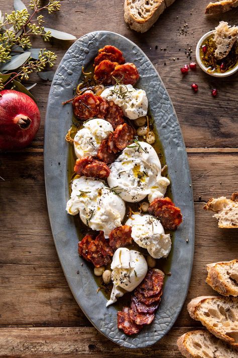 Burrata with Lemon Pepper Salami Bites | halfbakedharvest.com #burrata #appetizer #christmas Salami Bites, Burrata Appetizer, Appetizer Christmas, Half Baked Harvest Recipes, New Year's Eve Appetizers, Burrata Cheese, Harvest Recipes, Quick Appetizers, Half Baked Harvest