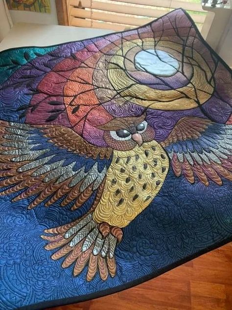 Helen Godden, Jelly Roll Patterns, Owl Quilt, Paper Pieced Quilt, Dark And Moody, Picture Quilts, Lap Quilts, Holiday Quilts, Animal Quilts