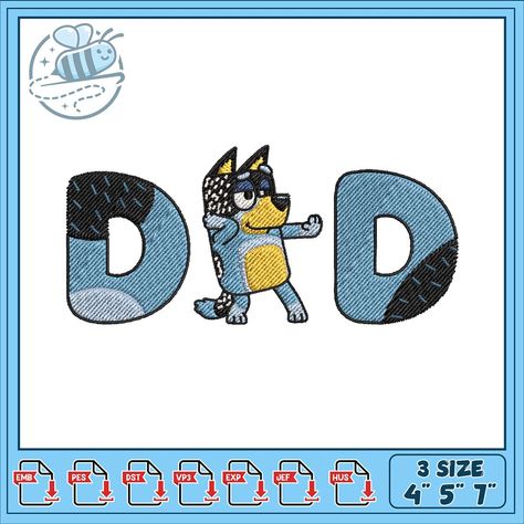 Bluey dad cartoon embroidery, bluey show​​​​ embroidery Check more at https://embrodesign.com/product/bluey-dad-cartoon-embroidery/ Bluey Show, Show Embroidery, Bluey Dad, Cartoon Embroidery, Embroidery