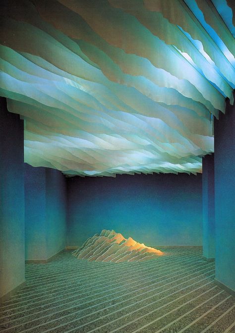 Mountains Emilio Ambasz, Scenic Design, Wow Art, The Ceiling, Sculpture Installation, Light Installation, Stage Design, Land Art, Light Reflection