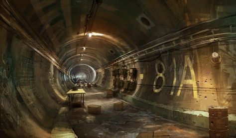 Environment Background, Metro 2033, Post Apo, Post Apocalyptic Art, Apocalypse Art, Underground Bunker, Sci Fi Environment, Underground Tunnels, Post Apocalypse