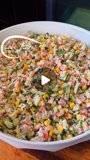 Karina Valladares on Instagram: "New year, New goals, with a Tasty and Healthy Tuna Salad Recipe. Kicking off the new year with this tuna salad recipe! 😋 It's a very quick and easy dish, that can be made in under 15 minutes 🥰 Before we get cooking, let's head to @elsupermarkets It's my go-to spot for all the fresh ingredients I need, and the prices are unbeatable! TUNA SALAD INGREDIENTS: ► 2 English cucumbers ► 3 tomatoes ► 1 jalapeño ► 1 red onion (if onion is big, use half) ► Bunch of cilantro ► 1 can of corn ► 1 lime ► Salt and pepper to taste ► 10oz of tuna ► 4 tbsp mayonnaise #mexico #mexicankitchen #mexicanrecipes #recetas #recetafacil #comidamexicana #foodlover #foryou #fypage #healthy #healthyrecipes #cleaneating #delish #tuna #tunasalad #ensalada #salad #ensaladasaludable #ensal How To Make Tuna Salad, Tuna Salad With Corn, Tuna Fish Salad Recipe, Tuna Recipes Healthy, Canned Tuna Recipes Healthy, Tuna Pasta Recipes, Unprocessed Food Recipes, Healthy Tuna Salad Recipe, Salad With Mayonnaise