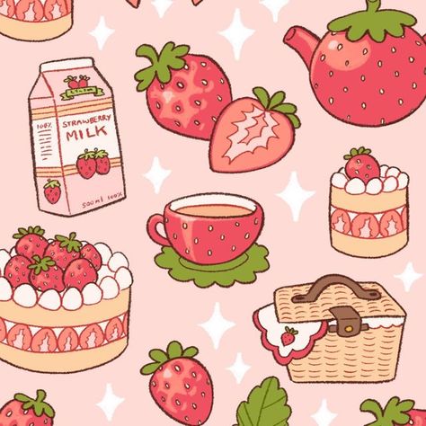 Natalie Rosalinda on Instagram: "Strawberrycore anyone? These strawberry doodles were designed for my Patreon-exclusive sticker sheet and digital wallpapers :) * * * #strawberry #cutearteveryday #kawaiiartwork #kawaiiaesthetic #kawaiiartist #cuteartwork #kawaiiart #cuteart #illust #illustration" Strawberry Drawing, Strawberry Art, Sticker Logo, Inspiration Logo Design, Cute Food Drawings, Cute Strawberry, Logo Design Free, Kawaii Doodles, Food Drawing