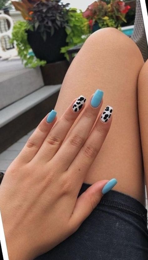 Cow Print Nails Acrylic, Print Nails Acrylic, Cow Print Nails, Nails Acrylic Short, Western Nails, Cow Nails, Short Coffin Nails, Edgy Nails, Simple Acrylic Nails