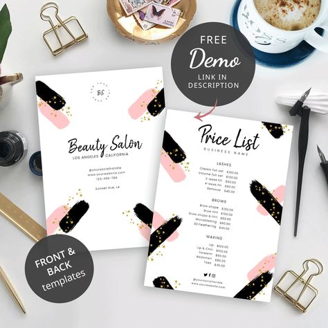 Printable Makeup, Beauty Salon Price List, Price List Design, Makeup Prices, Pricing Guides Templates, Salon Price List, Printable Menu Template, Price List Template, Guide Template