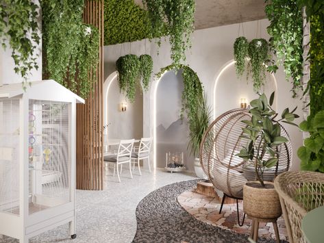 Eco cafe concept on Behance Cafe Interior Design Concept, Caffe Design, Organic Interior Design, Interior Design Portfolio Layout, Interior Design Sketchbook, European Cafe, White Cafe, Cafe Concept, Modern Cafe