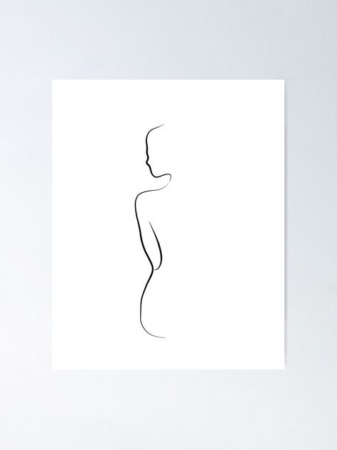 "Woman Silhouette Line Drawing - Ava Begins" Poster by Odyanne | Redbubble Woman Silhouette Tattoo, Silhouette Tattoos, School Interior, Room Painting, Stick And Poke, Art Prints Online, Night Painting, Woman Silhouette, Simplistic Tattoos