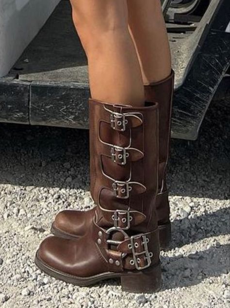 Miu Miu Leather Boots, Miu Miu Riding Boots, Miu Miu Buckle Boots, Mui Mui Boots, Miu Miu Biker Boots Outfit, Biker Boots Aesthetic, Miu Miu Biker Boots, Miu Miu Boots Outfit, Miu Miu 2024