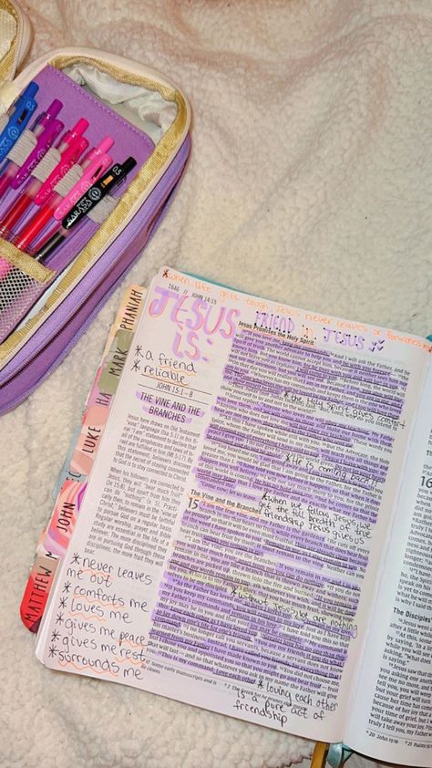 Bible John Aesthetic, 3 John Bible Journaling, John 15 Bible Journaling, John 7 Bible Journaling, John 11 Bible Journaling, 2 John Bible Journaling, John 4 Bible Journaling, Midliners Highlighters, John Bible Study Notes