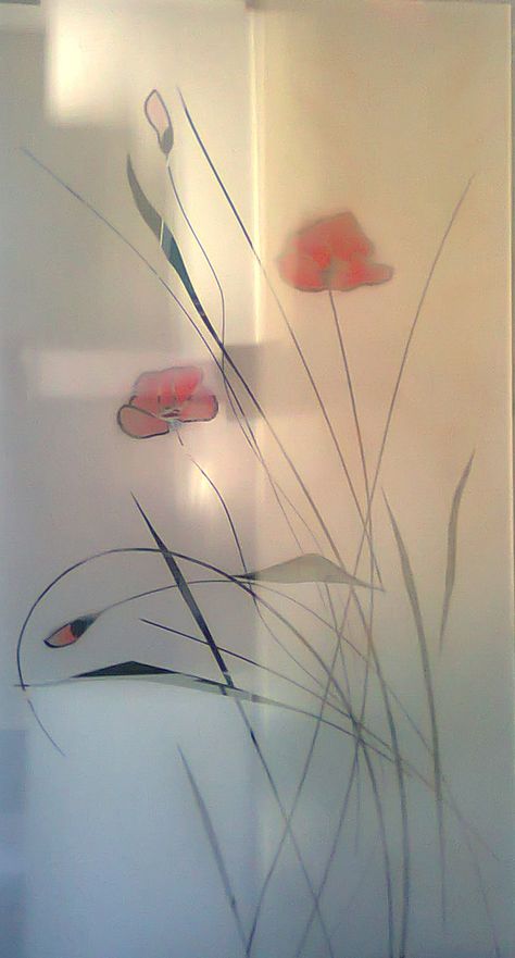 Frosted Glass Design For Kitchen, Glass Film Design Home, Frosted Glass Door Design, Sandblasted Glass Design, Glass Door Designs, Glass Film Design, Frosted Glass Sticker, Bird Silhouette Art, Glass Partition Designs