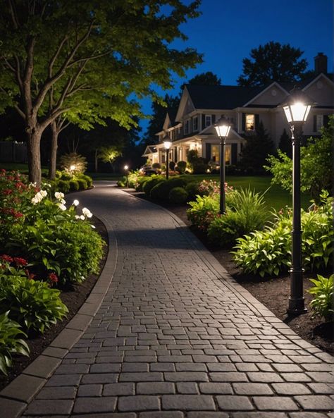 Front Walkway Hardscape Ideas, Adding Driveway To Front Yard, Home Pathway Ideas, Cool Driveway Ideas, Entry Pathway Ideas, Drive Ways Ideas, Pathway Landscape Design, House Driveway Ideas, Driveway Roundabout