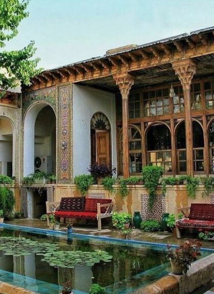 Iran House Architecture, Persian Garden Architecture, Persian House Design, Persian House, Persian Aesthetic, Persian Home, Inner Landscape, Shiraz Iran, Iranian Architecture