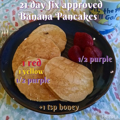 21 day fix breakfast. Banana pancakes 21 Day Fix Plan, Banana Pancake Recipe, 21 Day Fix Snacks, 21 Day Fix Workouts, 21 Day Fix Breakfast, Beachbody 21 Day Fix, 21 Day Fix Diet, Banana Pancake, 21 Day Fix Meal Plan