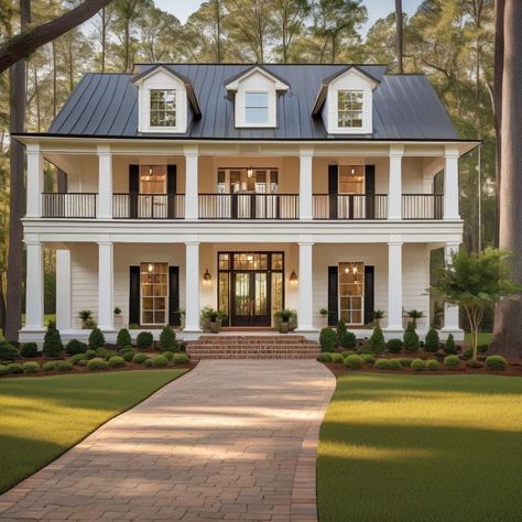 Southern Lake House, Lowcountry House, Southern Cottage Homes, Southern Home Exterior, Classic Southern Home, Southern Houses, Southern Style Homes, Old Southern Homes, Preppy House