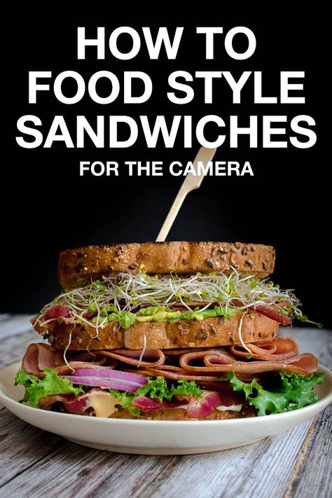 Food Styling 101: Styling Sandwiches | Food Bloggers of Canada Learn how to food style sandwiches for your food photography shoots.  #foodstyling #foodphotography #sandwiches #foodbloggersofcanada Sandwich Food Styling, Sandwich Photography Styling, Coffeeshop Ideas, Sandwich Photography, Sandwich Cafe, Light Sandwiches, Bakery Photography, Salt Beef, Farmer Photography