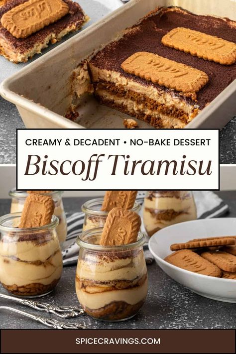 Biscoff Tiramisu is a warm-spiced twist on a classic Italian tiramisu recipe, layered with coffee-soaked Biscoff cookies and rich cookie-butter flavored mascarpone cream. Decadent Dinner Recipes, Italian Food Recipes Pasta, Food Recipes Pasta, Biscoff Tiramisu, Tiramisu Brownies, Restaurant Desserts, Italian Desert, Gift Cookies, Biscoff Recipes