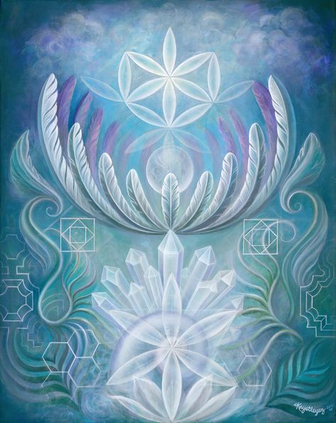 Lemuria Rising Crystal Art Painting, Painting Crystals, Crystal Painting, Annie Dillard, Sacred Geometry Art, Psy Art, Geometry Art, Mystical Art, Visionary Art