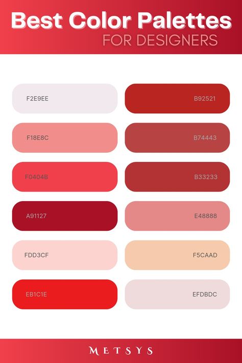 Canva Color Palette Codes Red, Red And White Moodboard, Red Pastel Color Palette, Red Pallet Color, Red Pallet, Red Color Pallets, Best Color Palettes, Pantone Red, Red Palette