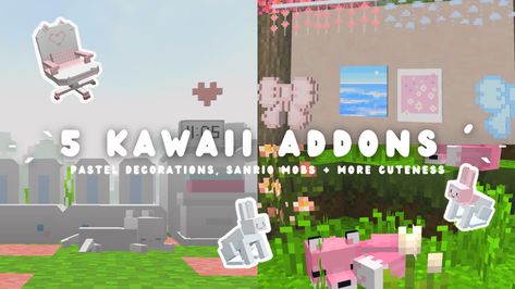 Minecraft Led Light, Kawaii Minecraft Skins Layout, Cute Minecraft Addons, Kawaii Minecraft Mods, Minecraft Addons Aesthetic, Minecraft Cute Mods, Kawaii World Minecraft, Minecraft Mods Aesthetic, Sanrio Minecraft Builds