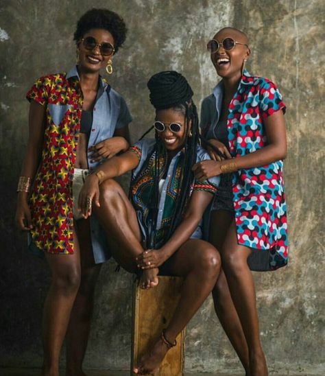 Afro Punk Fashion, Inspired Photoshoot, Group Portrait, Afrocentric Fashion, African Outfits, Ankara Fashion, African Clothes, Three Women, African Fashion Ankara