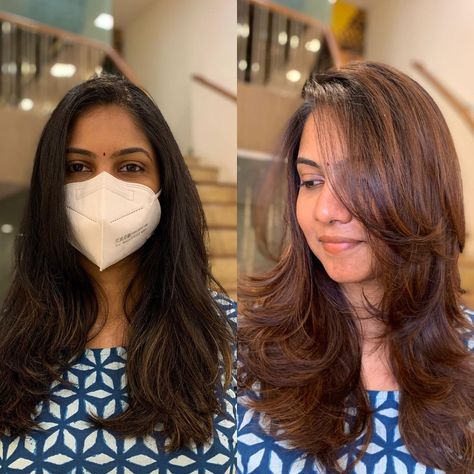 Cute Haircuts For Medium Hair With Bangs Round Faces, Feathercuts Hair, Feather Haircut Medium Indian, Medium Length Feathered Hairstyles, Feather Cut Hairstyle, Feather Haircut Long, Feather Cut For Short Hair, Feather Cut For Long Hair, Long Feathered Hairstyles